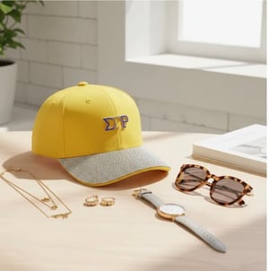 Image of Yellow Canvas Baseball Cap Rhinestone Brim