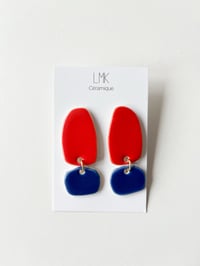 Paire de boucles d'oreilles céramique ANTIKA rouge et bleu