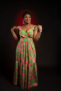 Image 1 of Floral Maxi Dress w/Mini Ruffle Straps