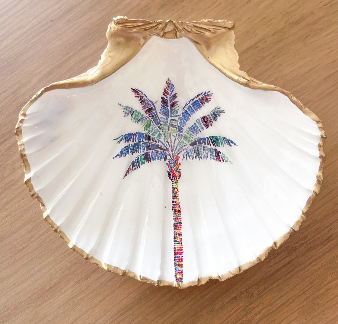 Image of Blue Palm - Medium Trinket Dish