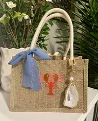 Image 1 of Lobstar Burlap Mini Tote Bag