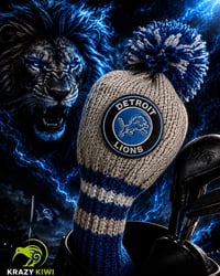 Image 3 of Detroit Lions custom Golf Club Cover hand knit logo NFL fan  gift