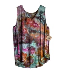 Image 8 of 2XL Luxe Knit V-Neck Tank in Tropical Watercolor Ice Dye