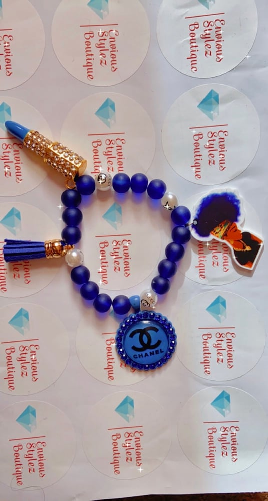 Image of Blue designer inspired beaded bracelet