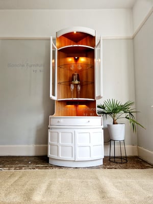 Image of Nathan Corner Drinks Cabinet unit with light - in White