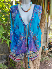 Image 9 of Mykonos sari jewel oversized waistcoat / top 10-18 turquoise and purple