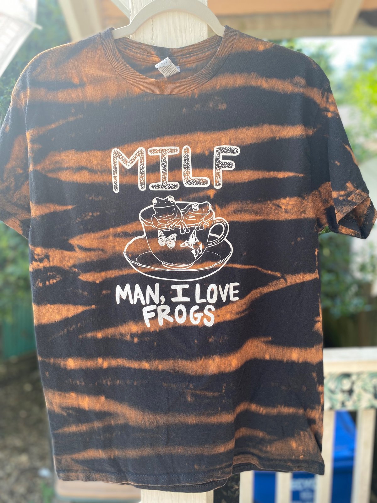 Image of MEDIUM MILF Man I Love Frogs Bleach Dye Shirt