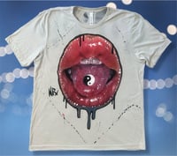 Image 1 of “YIN YANG” HAND PAINTED CUSTOM T-SHIRT XL
