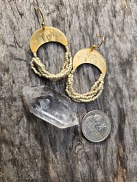 Image 3 of White YEM beaded earrings