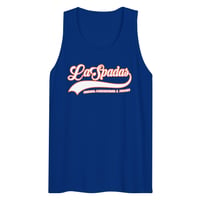 Laspada's Orange and White on Blue Men’s Tank 