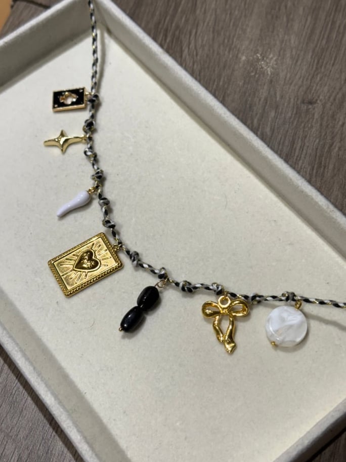 Image of Black Rope Charm Necklace
