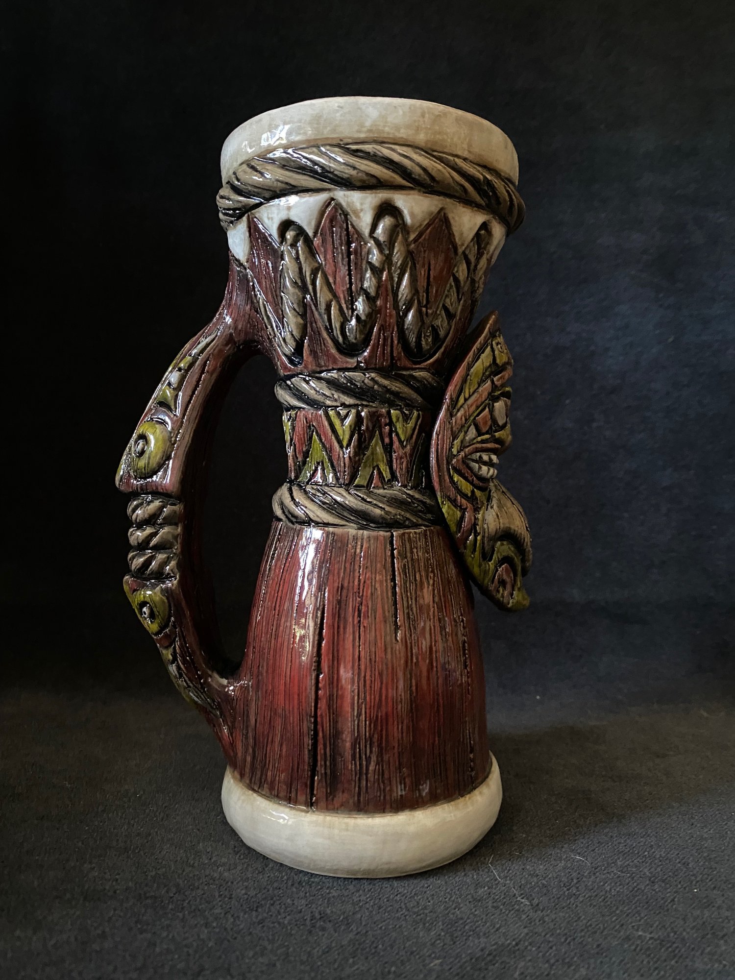 Image of (PRE-ORDER) - Glossy PNG Inspired Drum Mug - Dark Red - No Carving on Bottom- US Shipping Included 