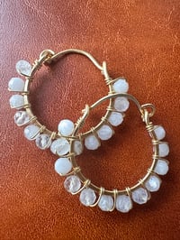Image 1 of Moonstone Hoop Earrings (Brass)