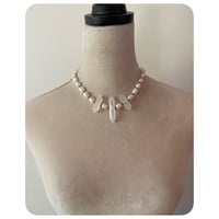 Image 4 of Freshwater Pearls Polished Quartz and Chestnut Brown Leather