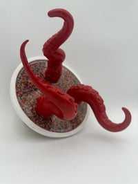 Image 3 of Triple Red Tentacles on White Round Base with Sprinkles