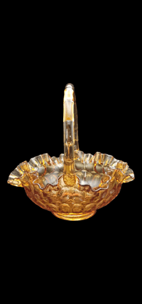 Image 1 of Vintage Colonial Fenton Basket Thumbprint in Amber