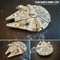 Image 1 of Star Wars X-Wing Millenium Falcon YT-1300 Freighter HAND PAINTED 14k 3D