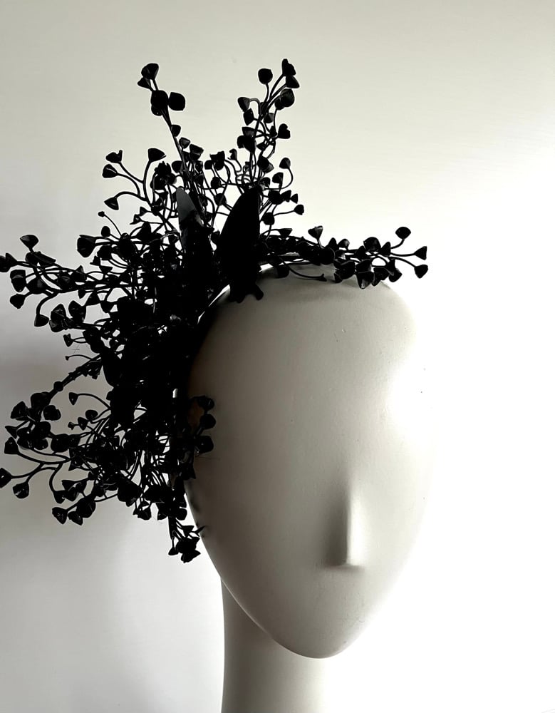 Image of Black foliage headpiece #2
