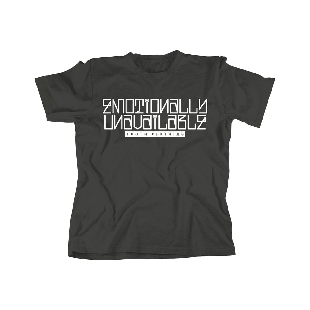 "Emotionally Unavailable" T Shirt | Dark Grey/White