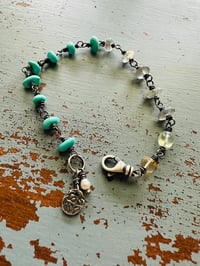 Image 7 of labradorite and campitos turquoise nugget charm bracelet