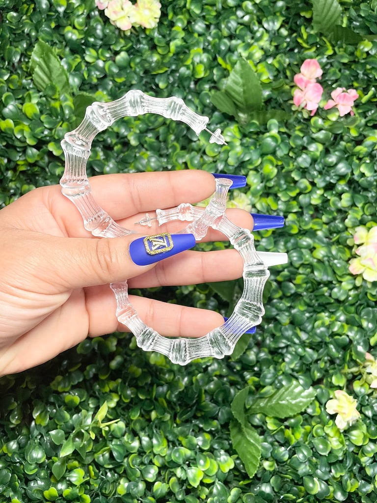 Clear Bamboo Earrings Image 2