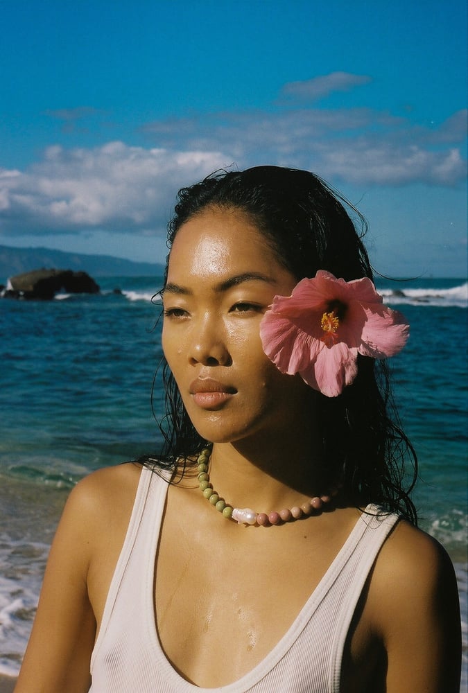 Image of Matcha gemstone necklace 