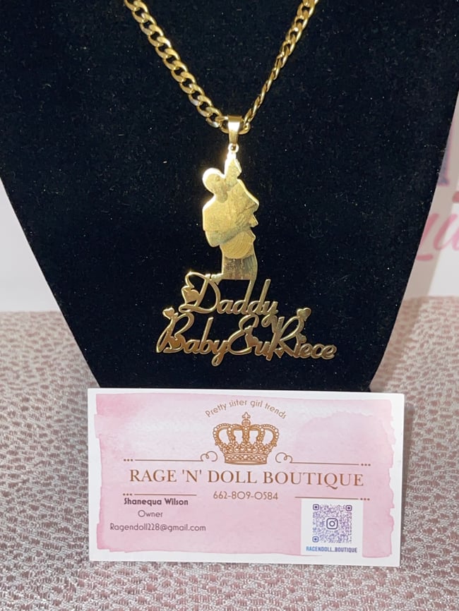 Stainless steel gold custom pedant and chain