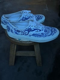 Image 4 of Flash art thrifted White Vans 