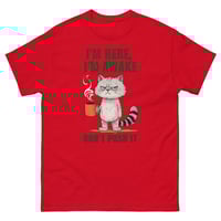 Image 2 of Unisex classic tee, I'm Here I'm Awake Don't Push It T-Shirt | Funny Grumpy Cat Coffee Graphic Tee