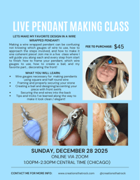 SUNDAY DECEMBER 28 PENDANT CLASS