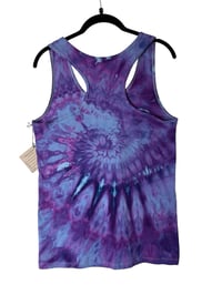 Image 6 of XL Ladies Racerback Tank in Purple Haze Spiral Ice Dye