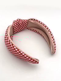 Image 3 of Fashionable Diamond Shape Red and White Plaid Hairband 