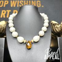 Image 2 of Tear Drop Tigers Eye and Pearl Necklace