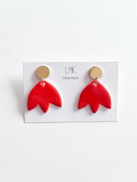 Paire de boucles d’oreilles céramique PETALAMA orange sanguine 