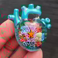 Image 1 of XLARGE "MY HEART BELONGS TO THE SEA" ANATOMICALLY CORRECT HEART PENDANT 33