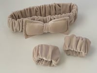 ZESTAW OPASEK KOSMETYCZNYCH na głowę i nadgarstki CAPPUCINO