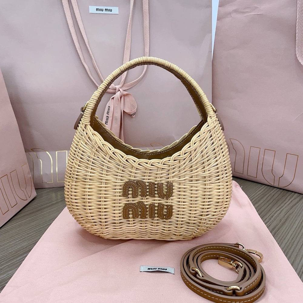 Miumiú Raffia Hobo Bag