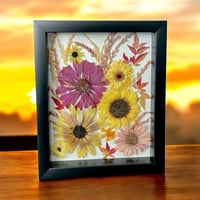 Image 1 of Zinnia, Sunflower, Calendula, Nandina And Corn Tassles In 8" X 10" Shadow Box (Item# 202206LS)