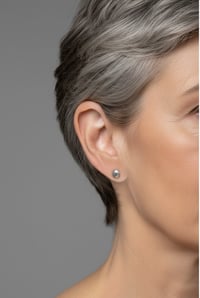 Image 1 of Sand Cast Sterling Silver Pebble Stud Earrings