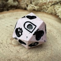 Image 2 of Pink and Black Death Save D20 Dice for Dungeons and Dragons
