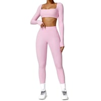 Image 3 of Long Sleeve Crop Top Yoga Set