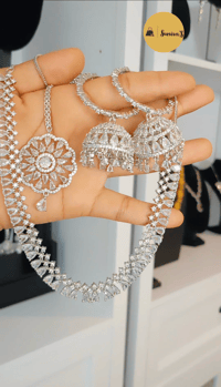 Image 1 of Yami_American Diamond Jhumka Set with Tika