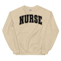 Image 1 of Varsity Nurse in black letters Unisex Sweatshirt    