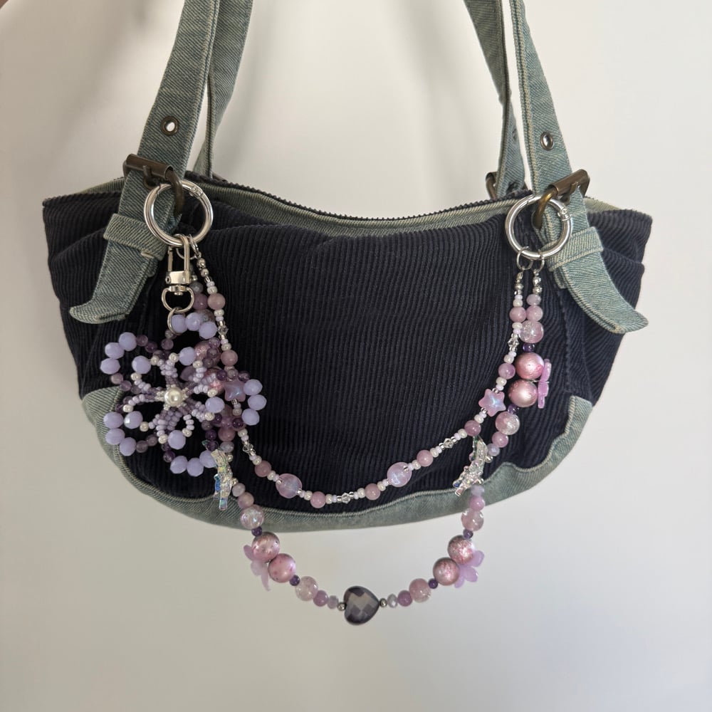 Image of Lilac Crystal Blossom Bag Chain