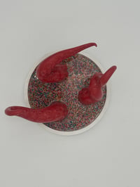 Image 2 of Triple Red Tentacles on White Round Base with Sprinkles