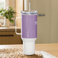 Image 3 of Travel mug with a handle (Lord's prayer on light purple)