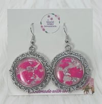 Image 3 of VINTAGE SILVER HOT PINK DANGLES
