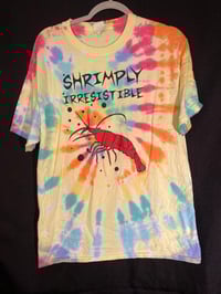 Image 1 of LARGE  Shrimply Irresistible Blacklight Reactive Tie Dye Shirt 3