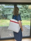 Red, White and Blue Braid Ticking Tote 