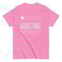 Image 1 of Adulting: Overrated & Underwhelming" Tee – A 1-Star Experience!